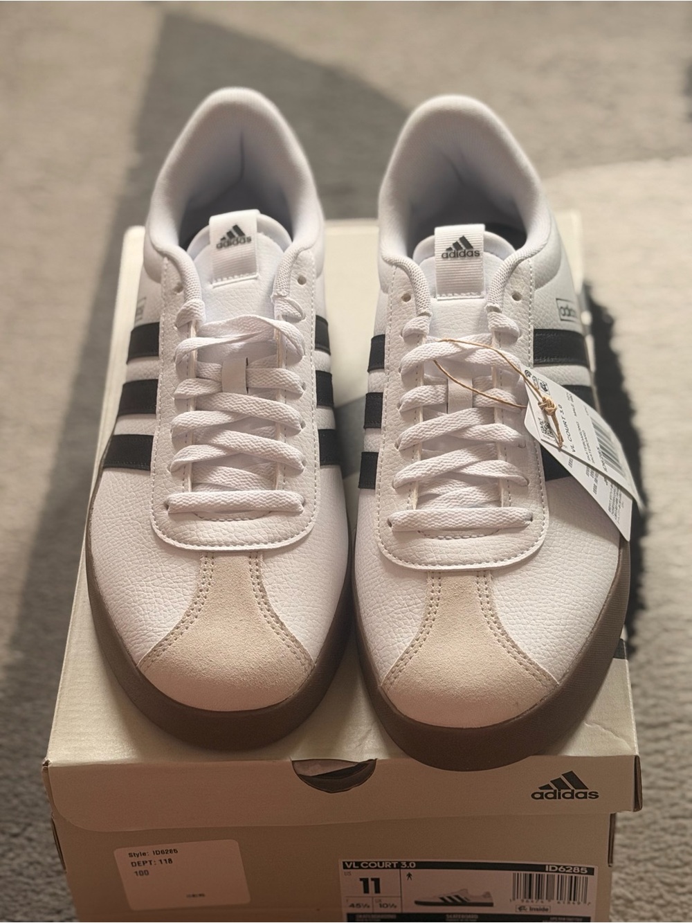 adidas Men’s White Sneakers with Black Stripes